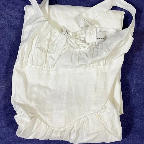 Reformation Balia Linen Dress in White - Picture 4 of 5